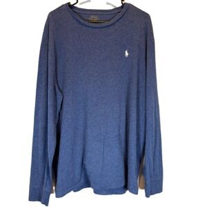 Polo Ralph Lauren Pony Mens Large Classic-Fit Long Sleeve Knit Shirt Blue Cotton